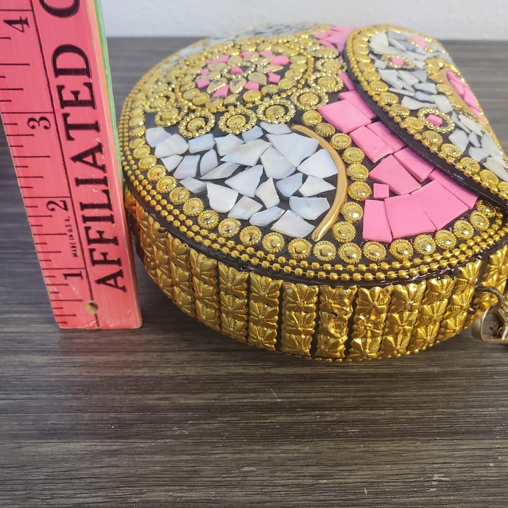 RAMLA Pink Gold Beverly Hills Handmade Mosaic Moroccon Clutch/Shoulder Purse NEW - Picture 10 of 11